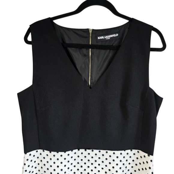 Karl Lagerfeld Black and White A-Line V Neck Mini Dress Size 10 - Picture 2 of 9
